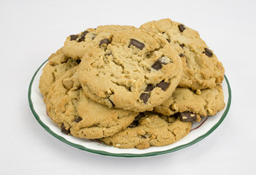 plate of chocolate chip cookies